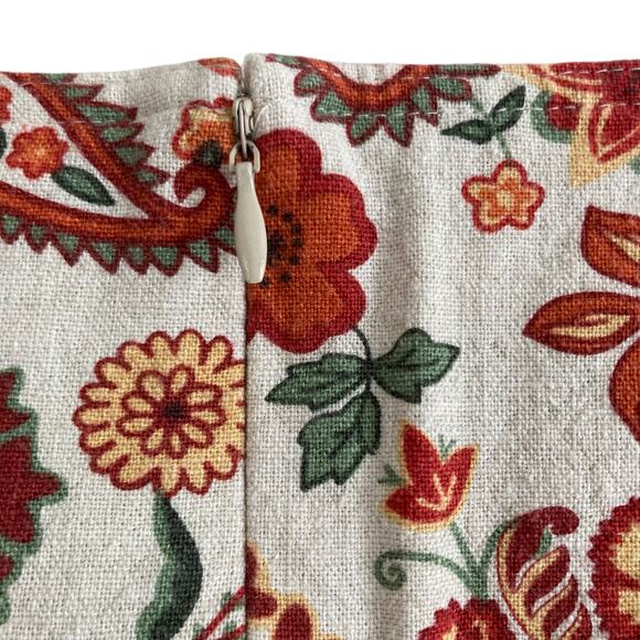 Christopher & Banks White Red Floral Beaded Linen Cotton Beaded Skirt Size 16 - Picture 14 of 16